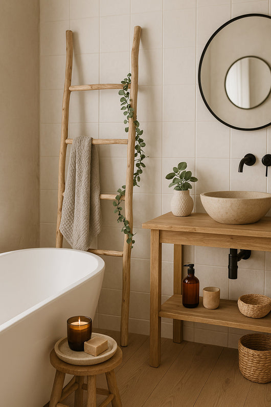 Biscottini Scala portasciugamani in legno finitura naturale