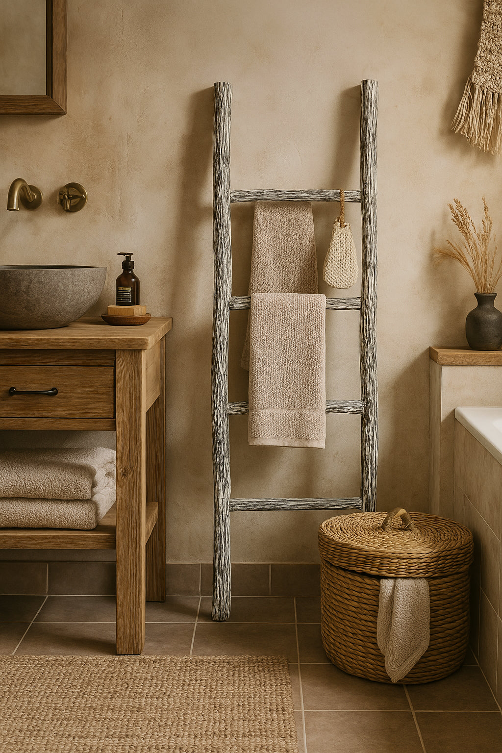 Biscottini Scala portasciugamani in legno finitura nera