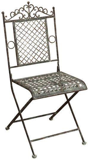 Biscottini Sedia in ferro battuto pieghevole da esterno da giardino da pranzo finitura ruggine anticata L96xPR49xH41 cm