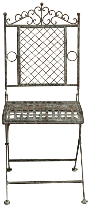 Biscottini Sedia in ferro battuto pieghevole da esterno da giardino da pranzo finitura ruggine anticata L96xPR49xH41 cm