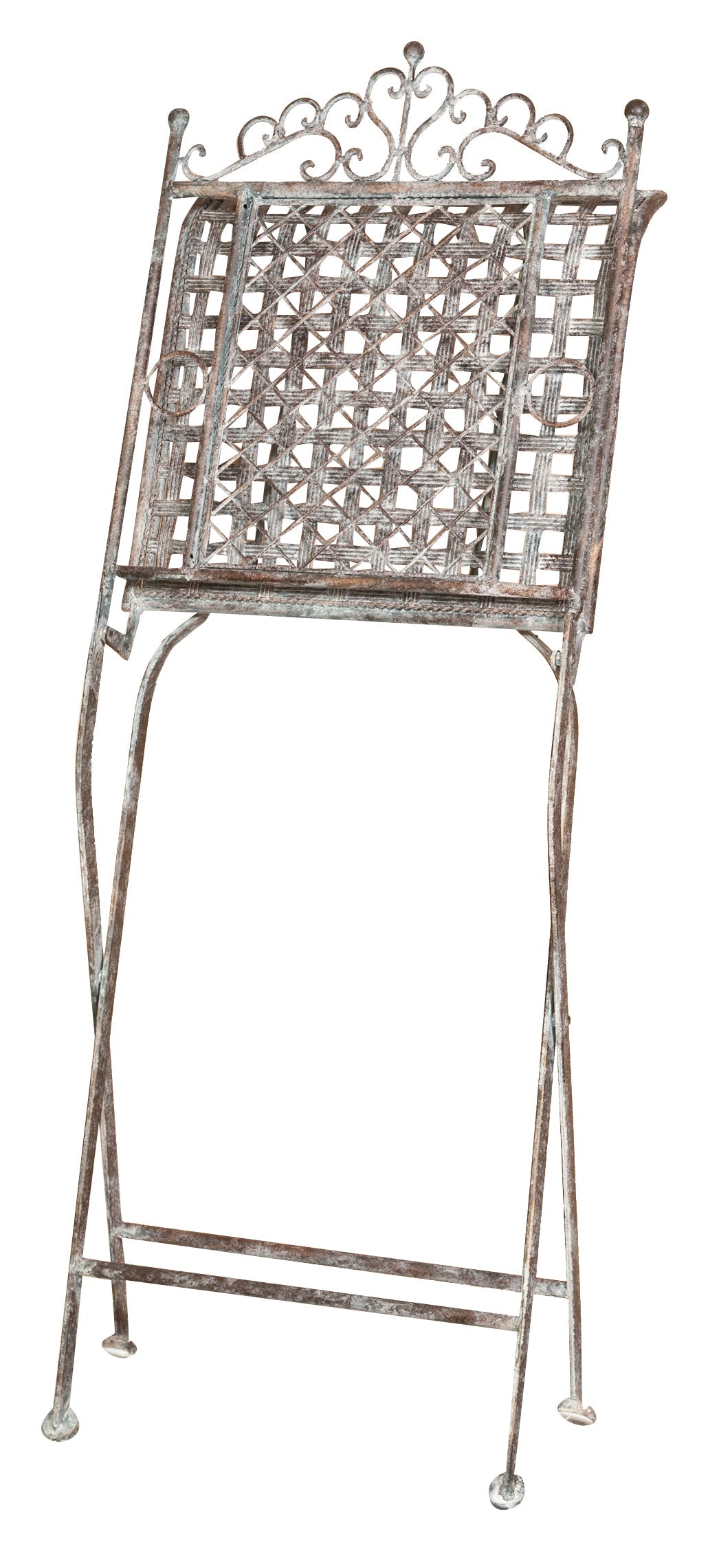 Biscottini Sedia in ferro battuto pieghevole da esterno da giardino da pranzo finitura ruggine anticata L96xPR49xH41 cm