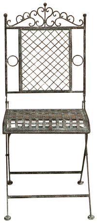 Biscottini Sedia in ferro battuto pieghevole da esterno da giardino da pranzo finitura ruggine anticata L96xPR49xH41 cm