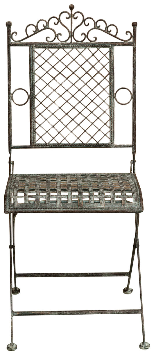 Biscottini Sedia in ferro battuto pieghevole da esterno da giardino da pranzo finitura ruggine anticata L96xPR49xH41 cm