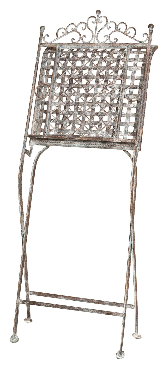 Biscottini Sedia in ferro battuto pieghevole da esterno da giardino da pranzo finitura ruggine anticata L96xPR49xH41 cm