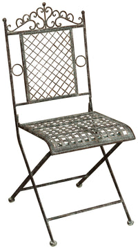 Biscottini Sedia in ferro battuto pieghevole da esterno da giardino da pranzo finitura ruggine anticata L96xPR49xH41 cm