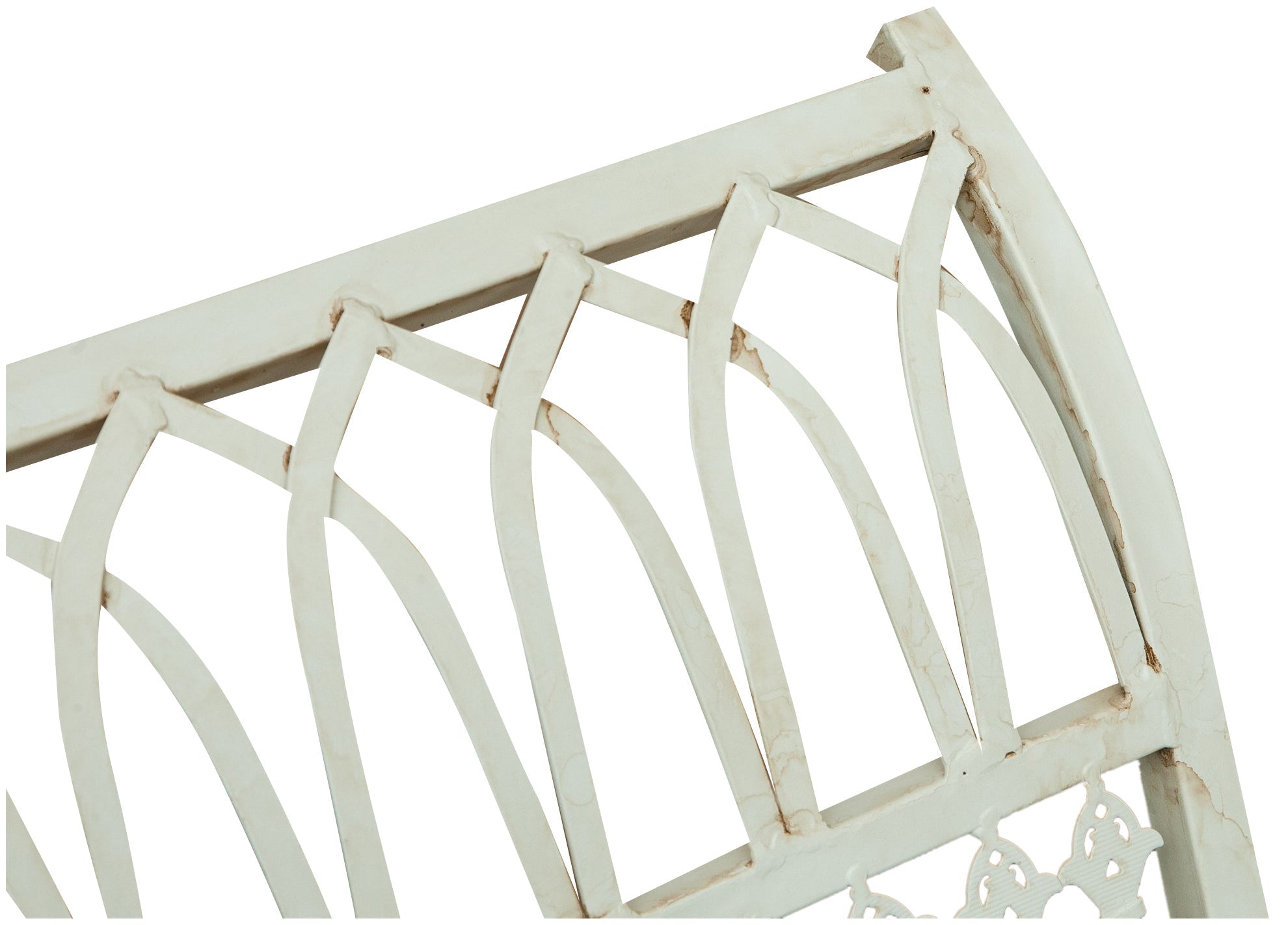 Biscottini Sedia poltrona sdraia a dondolo in ferro battuto finitura bianca anticata L127xPR64xH90 cm