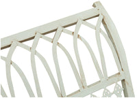 Biscottini Sedia poltrona sdraia a dondolo in ferro battuto finitura bianca anticata L127xPR64xH90 cm