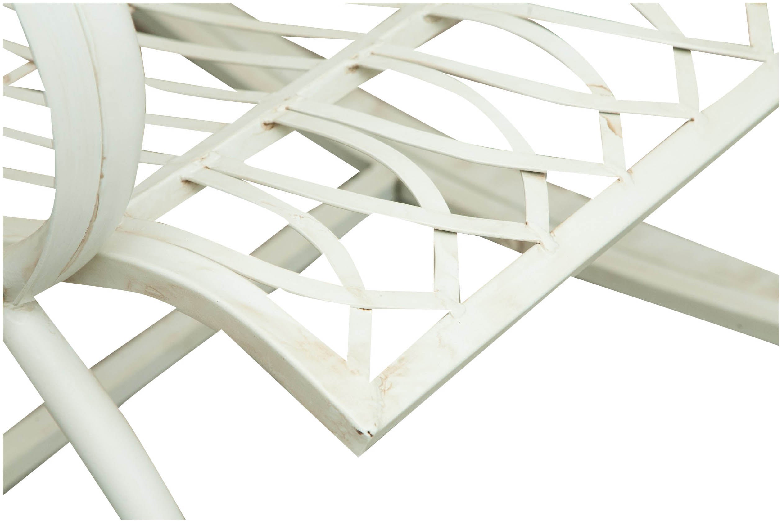 Biscottini Sedia poltrona sdraia a dondolo in ferro battuto finitura bianca anticata L127xPR64xH90 cm