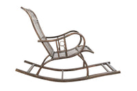 Biscottini Sedia poltrona sdraia a dondolo in ferro battuto finitura ruggine anticata L127xPR64xH90 cm