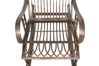 Biscottini Sedia poltrona sdraia a dondolo in ferro battuto finitura ruggine anticata L127xPR64xH90 cm