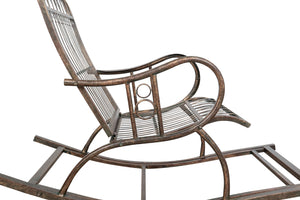 Biscottini Sedia poltrona sdraia a dondolo in ferro battuto finitura ruggine anticata L127xPR64xH90 cm