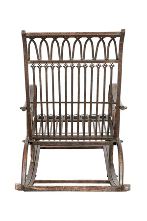 Biscottini Sedia poltrona sdraia a dondolo in ferro battuto finitura ruggine anticata L127xPR64xH90 cm