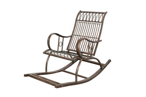 Biscottini Sedia poltrona sdraia a dondolo in ferro battuto finitura ruggine anticata L127xPR64xH90 cm