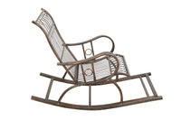 Biscottini Sedia poltrona sdraia a dondolo in ferro battuto finitura ruggine anticata L127xPR64xH90 cm