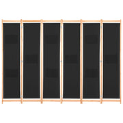 Divisorio a 6 Pannelli Nero 240x170x4 cm in Tessuto 248186