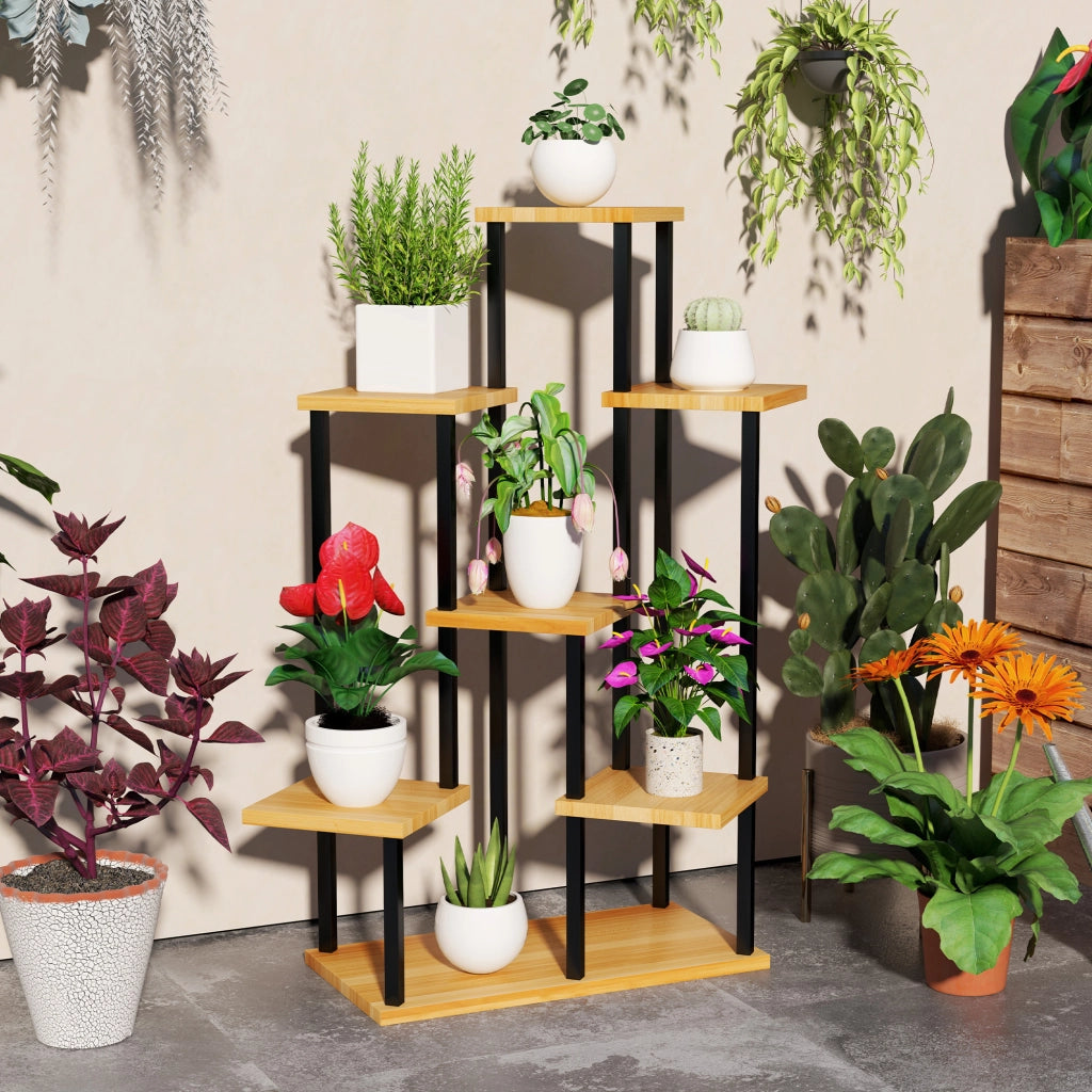Libreria per piante a 7 livelli ¨C zephmum ¨C acciaio e legno naturale