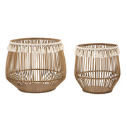 Cestoni Fuji in rattan naturale — coppia Ø 47x39,5 e Ø 34x36,5 cm