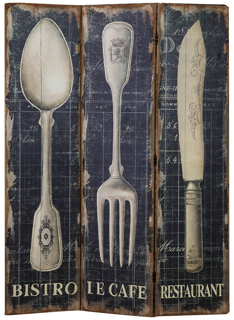 Biscottini Separé 'POSATE' con stampa monofacciale su tela in juta grezza L140xPR9xH183 cm