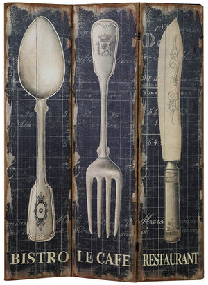 Biscottini Separé 'POSATE' con stampa monofacciale su tela in juta grezza L140xPR9xH183 cm