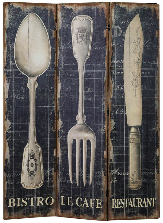 Biscottini Separé 'POSATE' con stampa monofacciale su tela in juta grezza L140xPR9xH183 cm