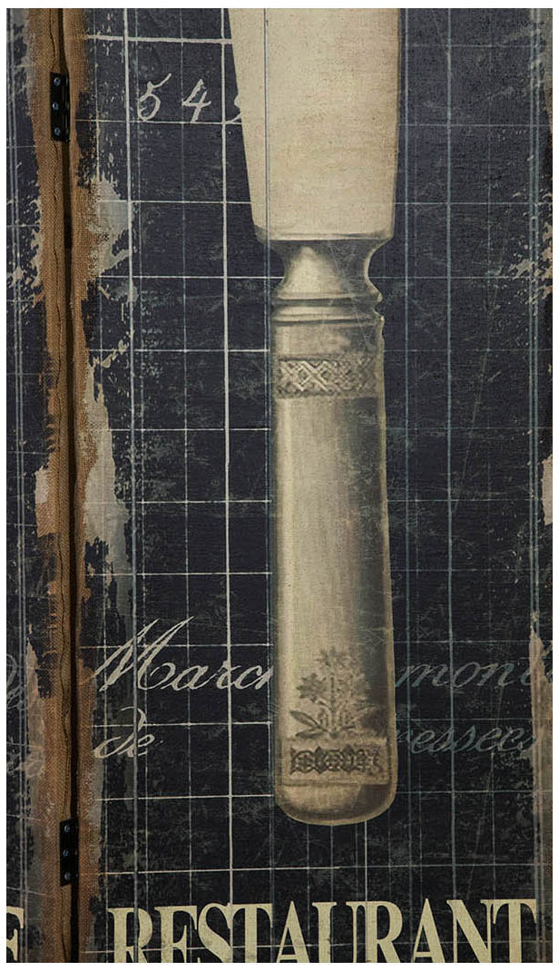 Biscottini Separé 'POSATE' con stampa monofacciale su tela in juta grezza L140xPR9xH183 cm