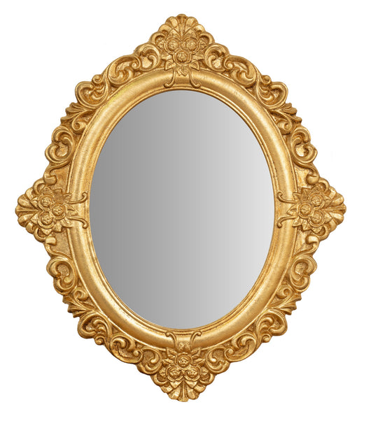 Biscottini Specchiera da appendere da parete in legno finitura foglia oro anticato Made in Italy