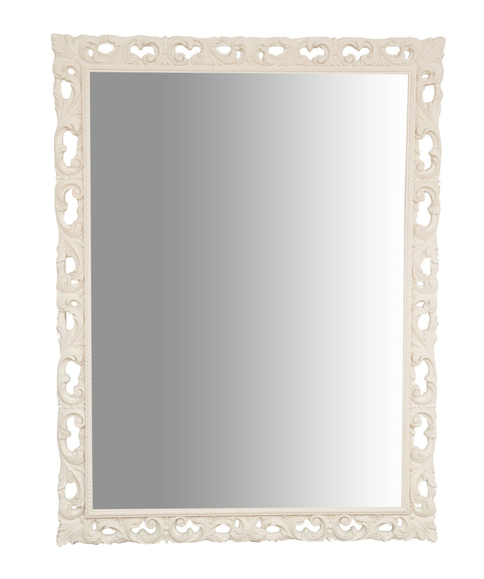 Biscottini SPECCHIERA DA PARETE IN LEGNO FINITURA BIANCA ANTICATA MADE IN ITALY realizzata