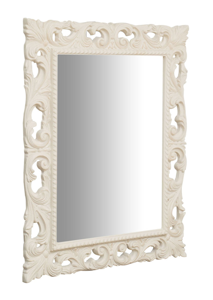 Biscottini SPECCHIERA DA PARETE IN LEGNO FINITURA BIANCA ANTICATA MADE IN ITALY realizzata