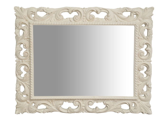 Biscottini SPECCHIERA DA PARETE IN LEGNO FINITURA BIANCA ANTICATA MADE IN ITALY realizzata