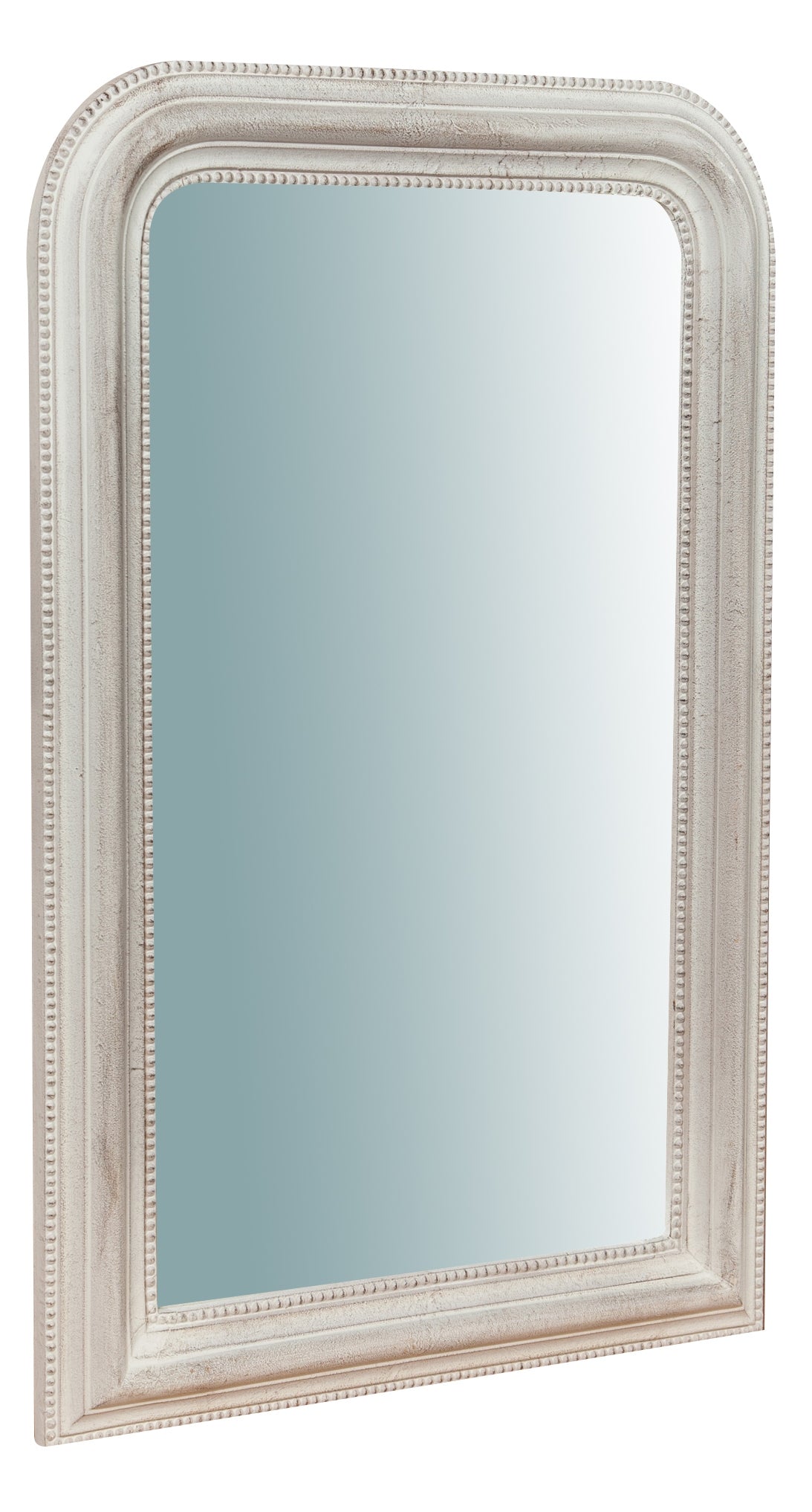 Biscottini Specchiera da parete in legno finitura bianco anticato L43xPR4xH69 cm Made in Italy