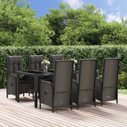Set da Pranzo Giardino 7pz Nero e Grigio con Cuscini Polyrattancod mxl 76467