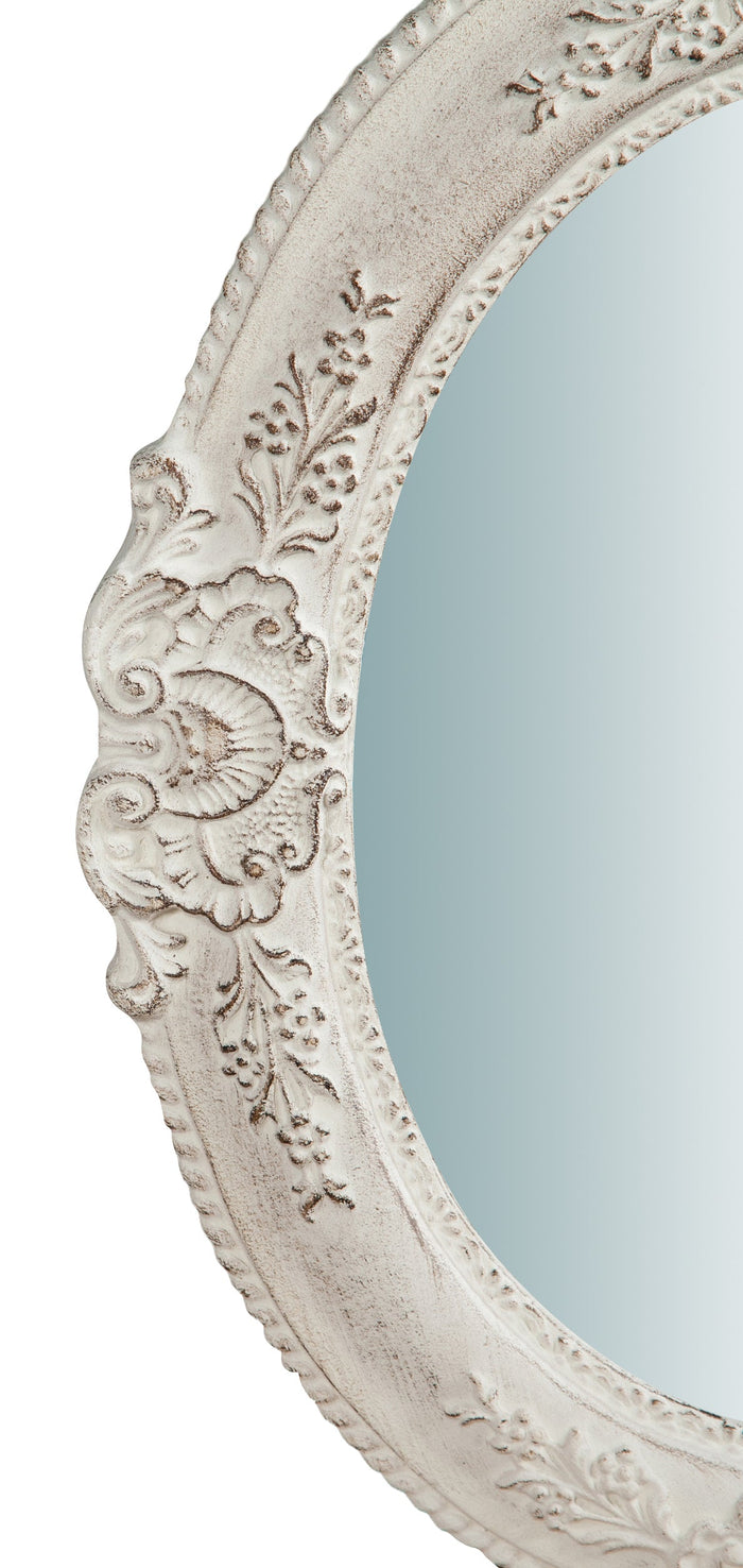 Biscottini Specchiera da parete verticale/orizzontale in legno finitura bianco anticato L40xPR2,5xH32 cm Made in Italy