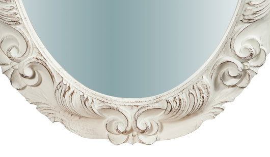 Biscottini Specchiera da parete verticale/orizzontale in legno finitura bianco anticato L66xPR4,5xH88 cm Made in Italy