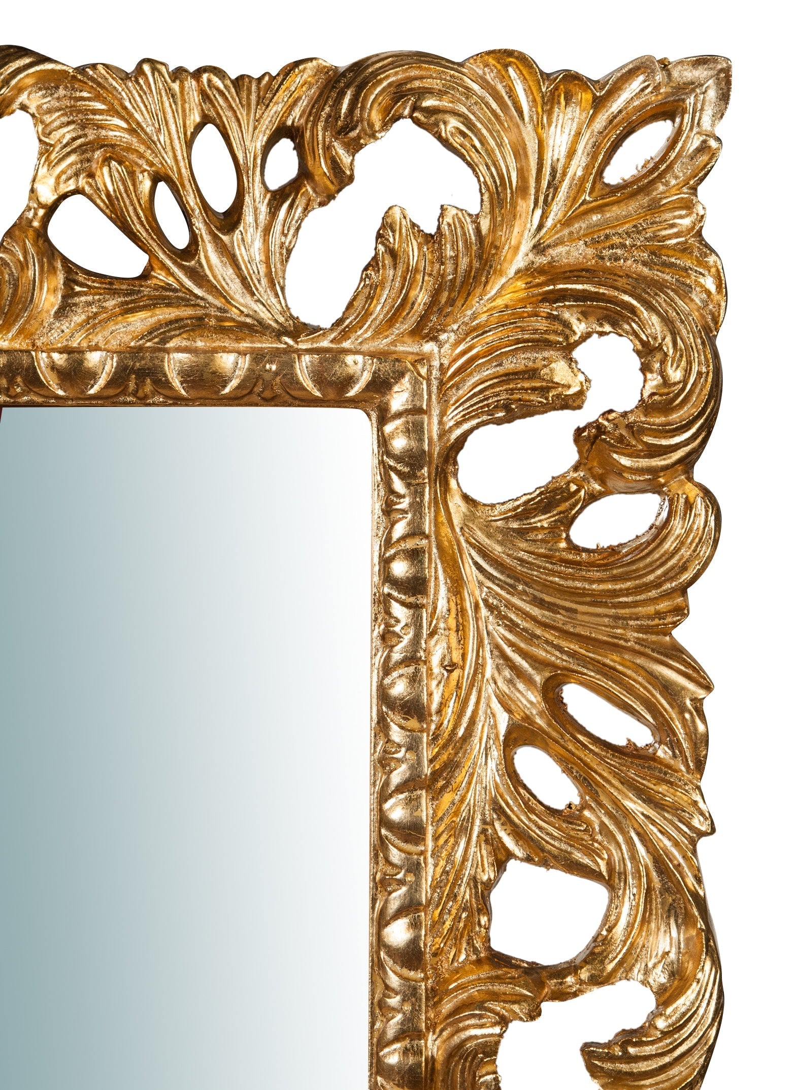 Biscottini Specchiera da parete verticale/orizzontale in legno finitura foglia oro anticato L82xPR6xH101 cm Made in Italy