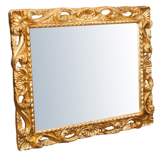 Biscottini Specchiera da parete verticale/orizzontale in legno finitura foglia oro anticato L94xPR6,5xH114 cm Made in Italy