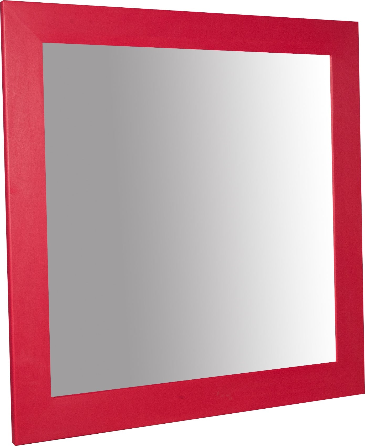 Biscottini Specchiera quadrata a muro in legno massello di tiglio finitura rossa L100xPR3xH100 cm Made in Italy