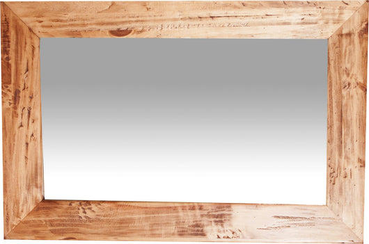 Biscottini Specchiera rettangolare a muro in legno massello di tiglio finitura naturale L60xPR3xH90 cm Made in Italy