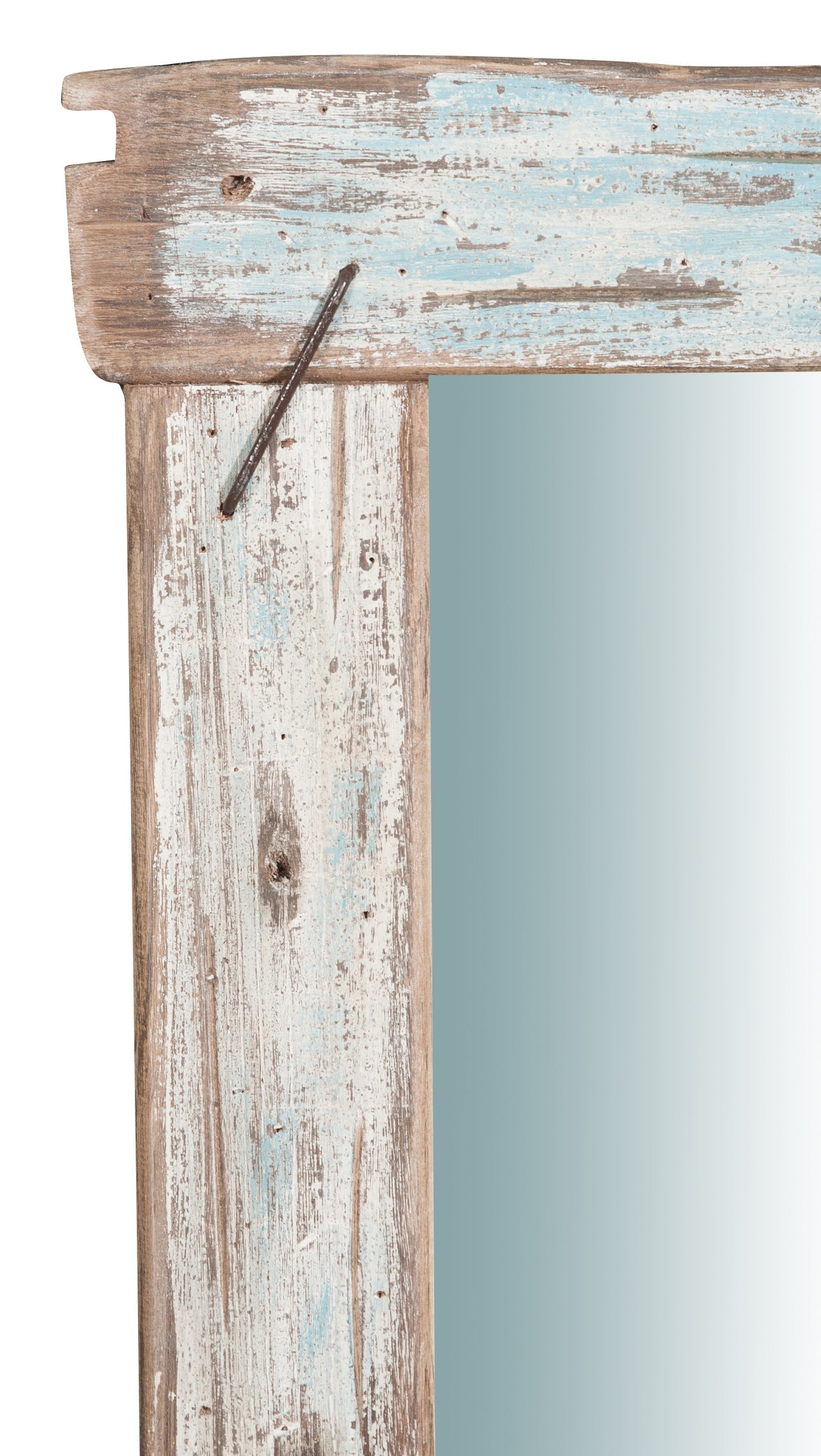 Biscottini Specchio da parete in legno massello L63xPR4xH88 cm. effetto antico dipinto