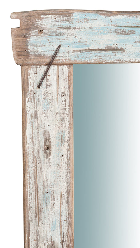 Biscottini Specchio da parete in legno massello L63xPR4xH88 cm. effetto antico dipinto