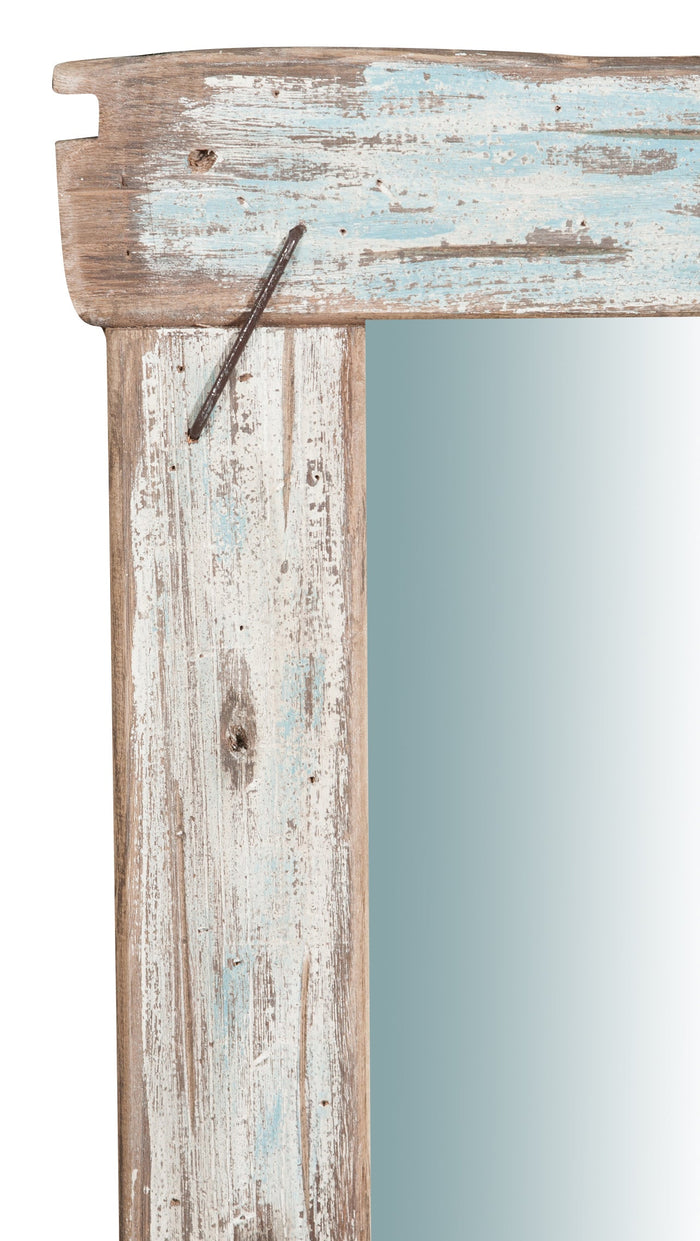 Biscottini Specchio da parete in legno massello L63xPR4xH88 cm. effetto antico dipinto