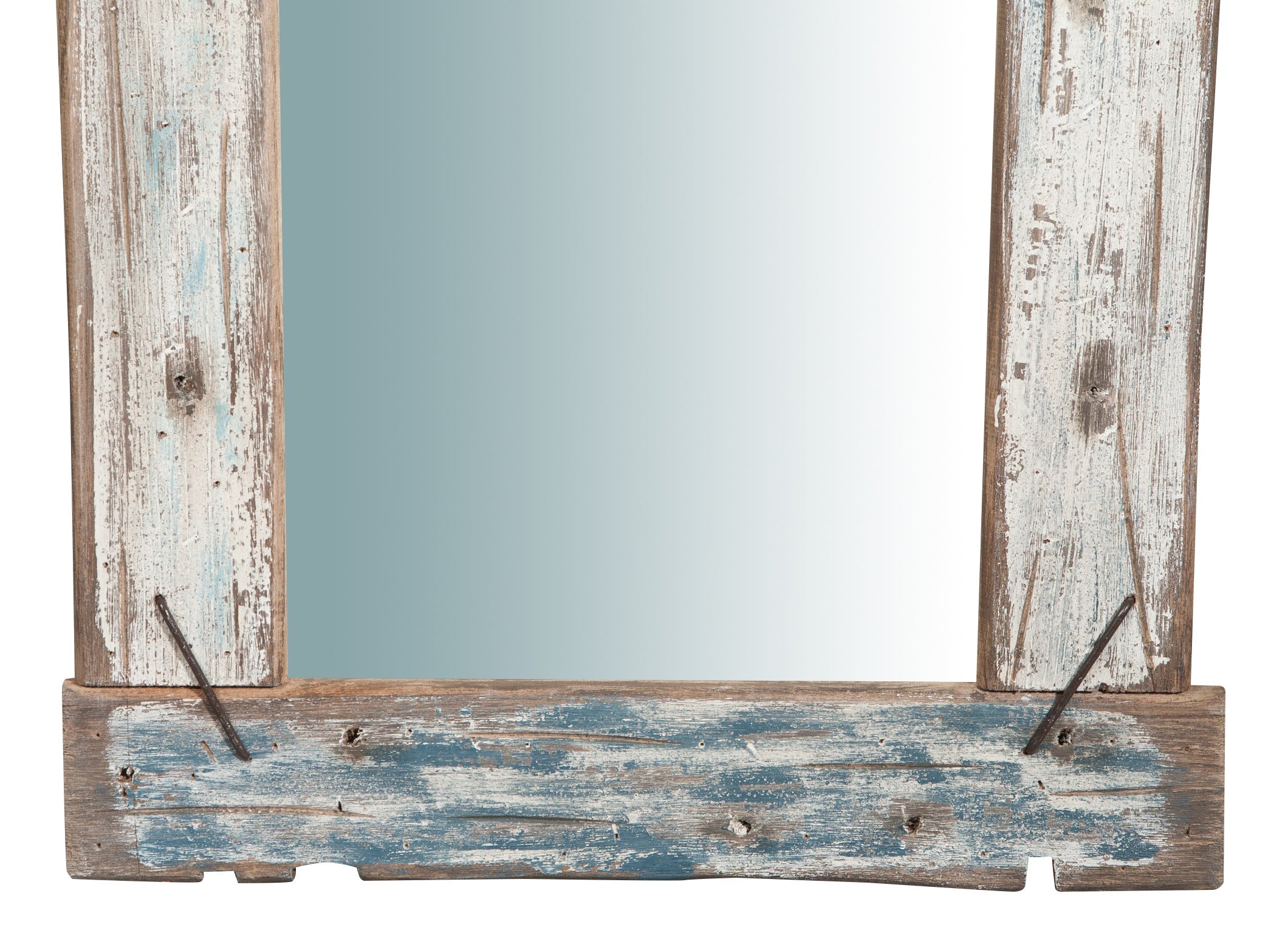 Biscottini Specchio da parete in legno massello L63xPR4xH88 cm. effetto antico dipinto