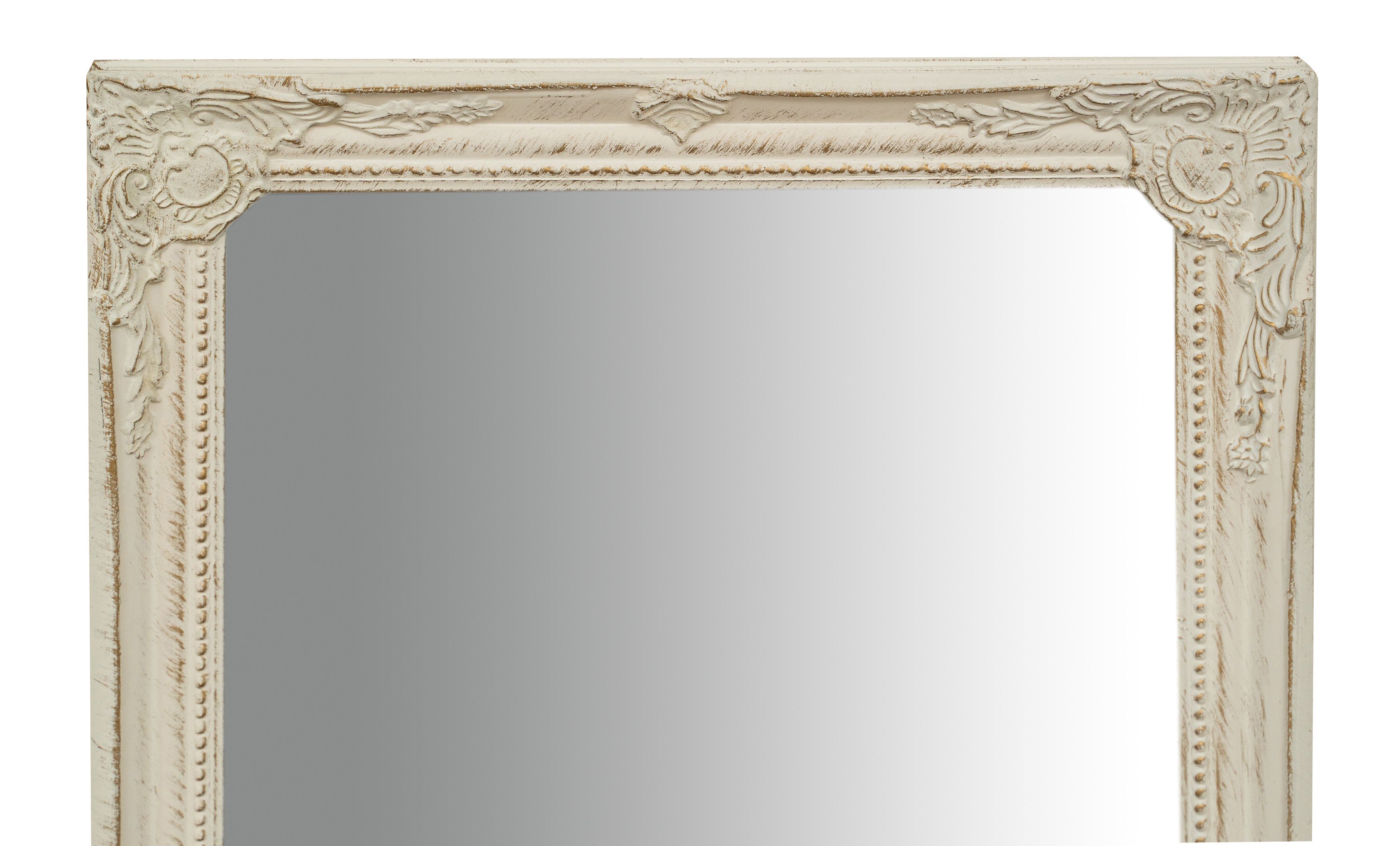 Biscottini Specchio Specchiera da parete e appendere verticale/orizzontale L35xPR4xH82 cm finitura bianco anticato