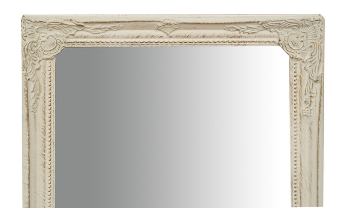 Biscottini Specchio Specchiera da parete e appendere verticale/orizzontale L35xPR4xH82 cm finitura bianco anticato