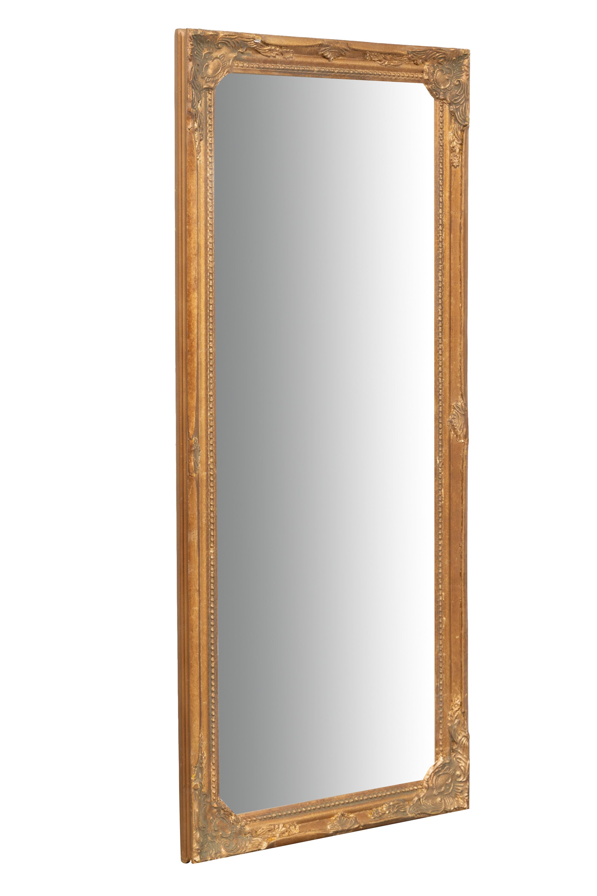 Biscottini Specchio Specchiera da parete e appendere verticale/orizzontale L35xPR4xH82 cm finitura foglia oro anticato