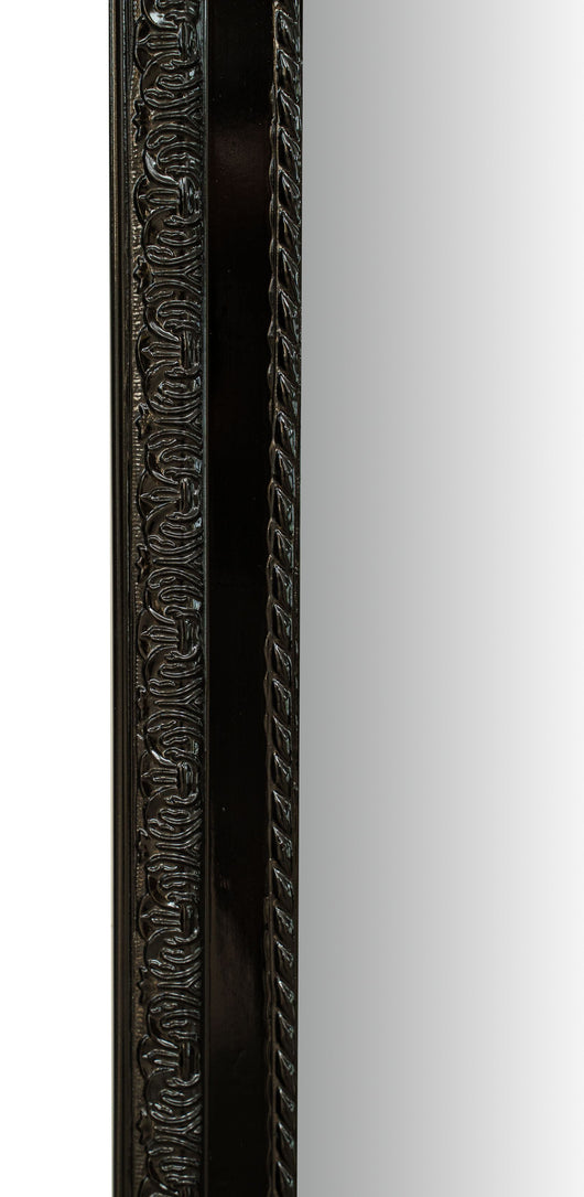 Biscottini Specchio Specchiera da parete e appendere verticale/orizzontale L35xPR4xH82 cm finitura nero lucido