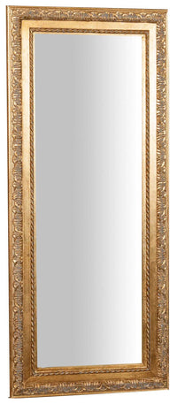 Biscottini Specchio Specchiera da parete e appendere verticale/orizzontale L36xPR4xH83 cm finitura foglia oro anticato.