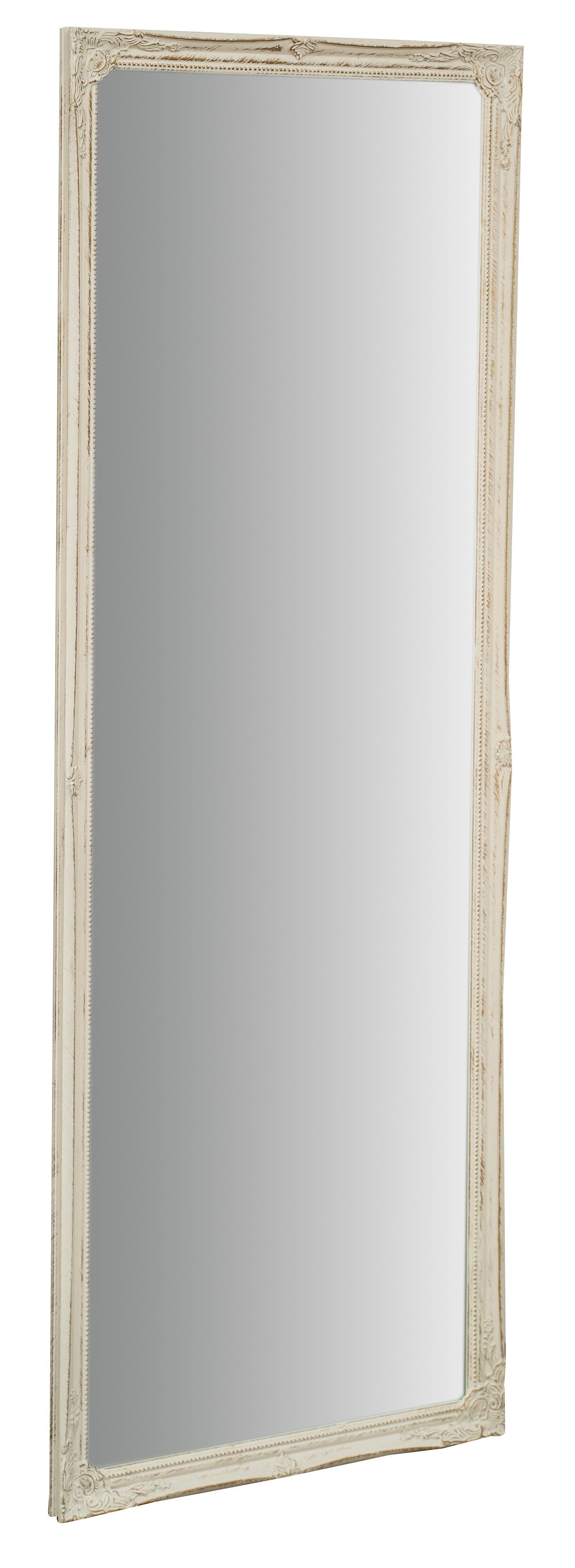 Biscottini Specchio Specchiera da parete e appendere verticale/orizzontale L50xPR4xH140 cm finitura bianco anticato