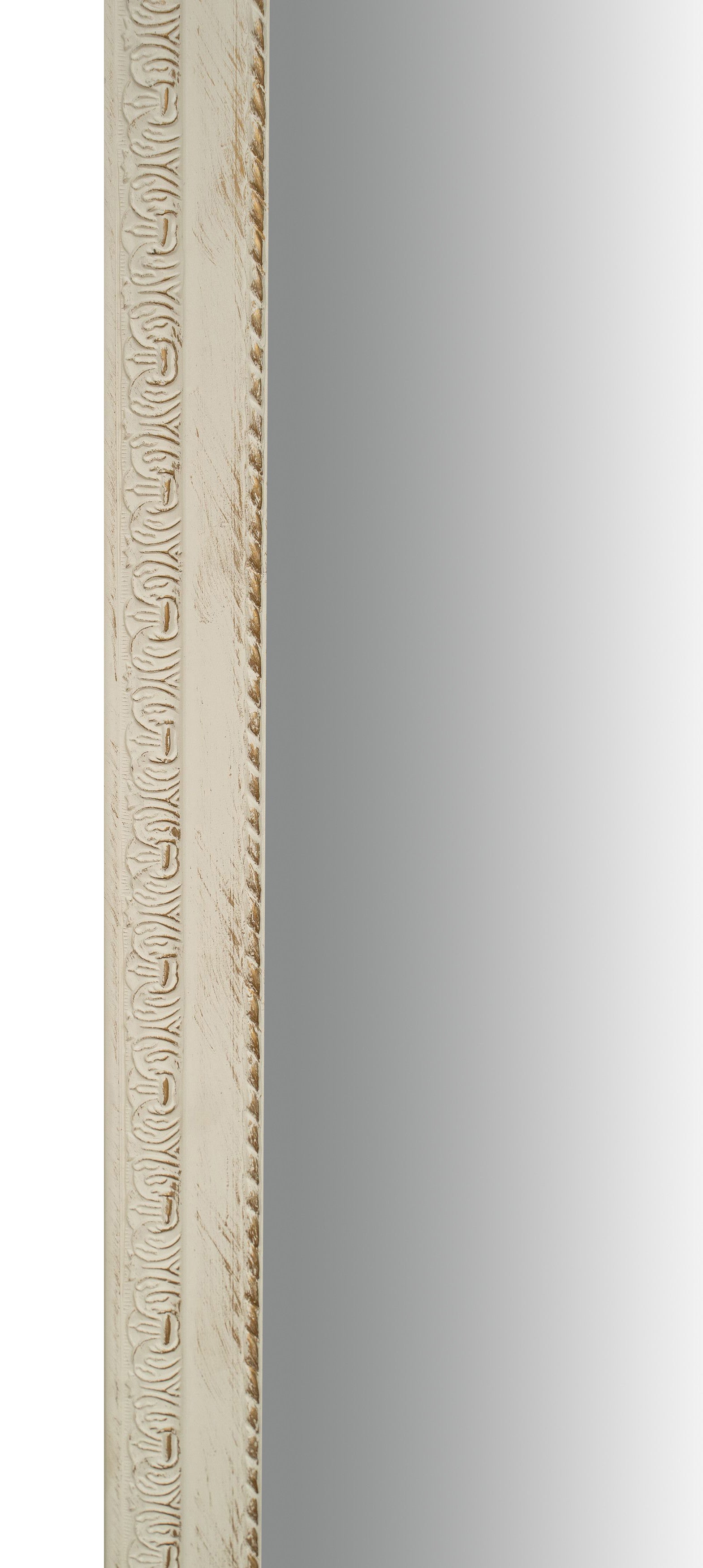 Biscottini Specchio Specchiera da parete e appendere verticale/orizzontale L50xPR4xH140 cm finitura bianco anticato