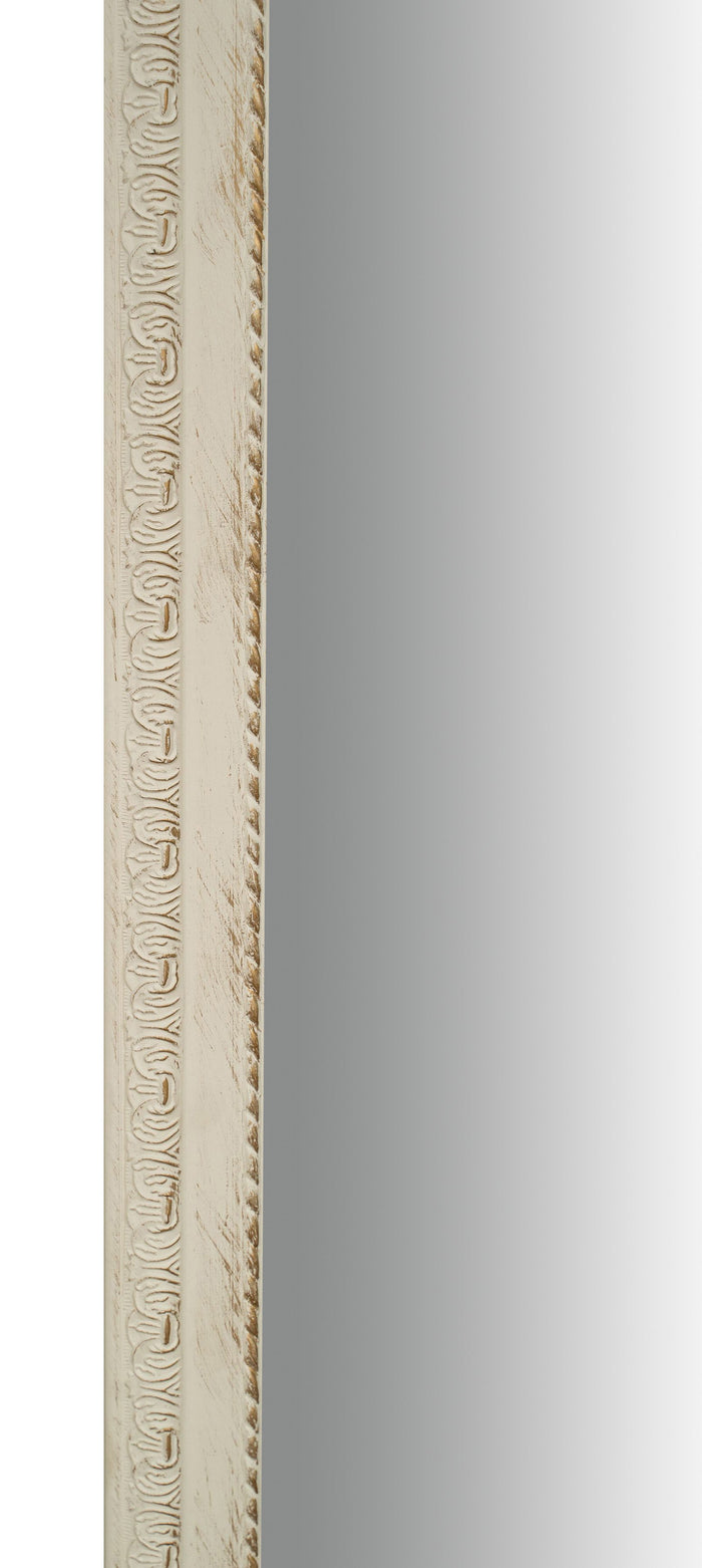 Biscottini Specchio Specchiera da parete e appendere verticale/orizzontale L50xPR4xH140 cm finitura bianco anticato