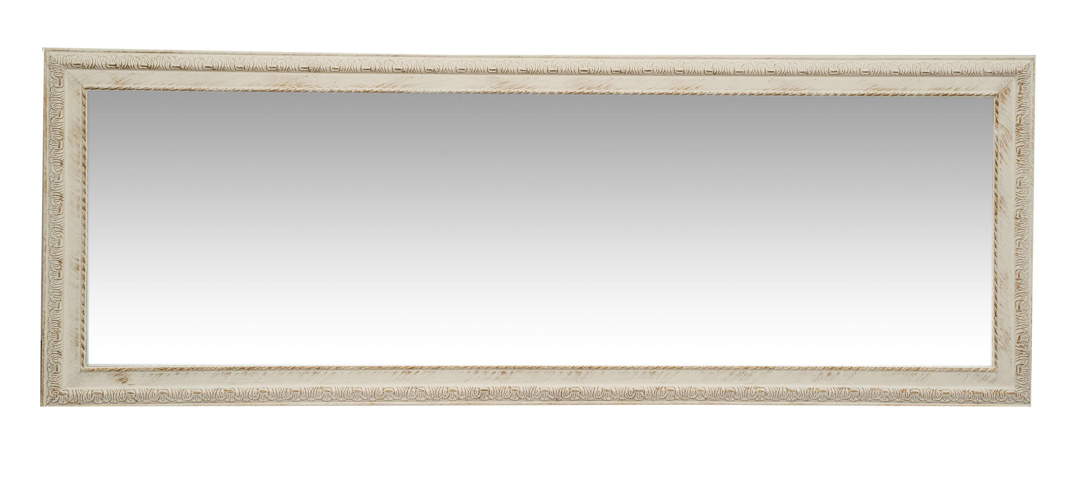 Biscottini Specchio Specchiera da parete e appendere verticale/orizzontale L50xPR4xH140 cm finitura bianco anticato